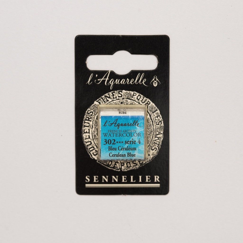 Peinture Aquarelle Extra-Fine Sennelier, 302 Bleu Céruléum S4 1/2 godet