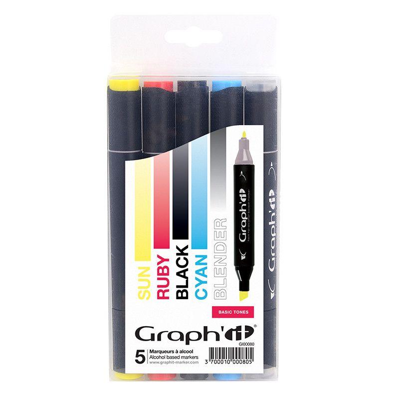 Graph'it boîte de 5 marqueurs basic