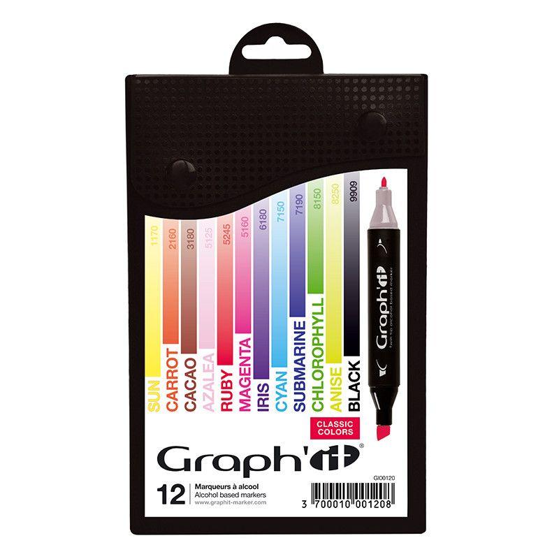 Graph'it boîte de 12 marqueurs classic