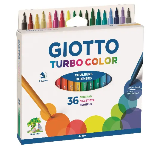 [F072600] Feutres Giotto, Boite de 36 Turbo Color